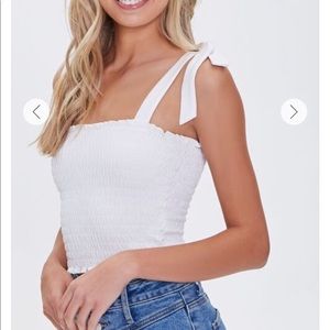 Forever 21 basic white tie crop tank